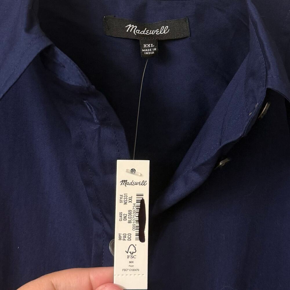 Madewell Relaxed Button-Up Shirt in Deep Cobalt Blue Size XXL - Picture 13 of 14